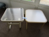 GLASS TOP SNACK TABLE AND LIGHT WEIGHT METAL SNACK TABLE
