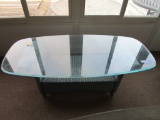 GLASS TOP DECORATIVE COFFEE TABLE BY LLOYD FLANDERS