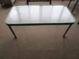 GLASS TOP METAL BASE COFFEE TABLE