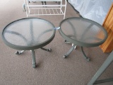 MATCHING ROUND GLASS TOP SNACK TABLES