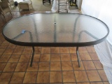 GLASS TOP UMBRELLA OVAL TABLE