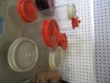 PLASTIC STORAGE CONTAINERS WITH LIDS. ONE IS MISSING LID. TUPPERWARE