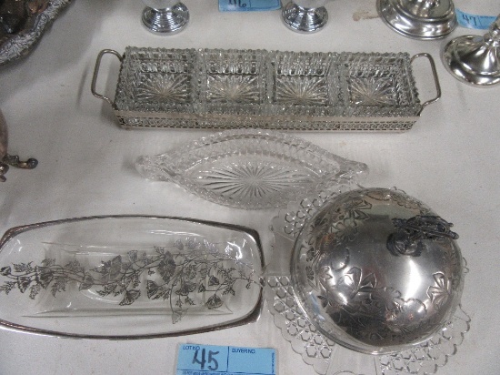 ASSORTED GLASS AND CHROME CANDY DISHES
