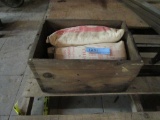 WOOD CRATE WITH BAGS OF LEAD SHOT