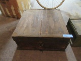 WOODEN STORAGE BOX WITH METAL CORNERS