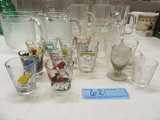 ASSORTED SHOT GLASSES, BEER MUGS, AND ETC