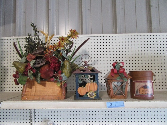 DECORATIVE ITEMS - TIN LANTERNS AND FALL FLORAL