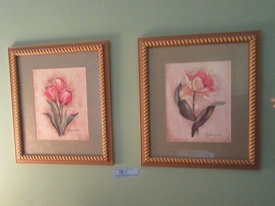 PAIR OF FLORAL PAINTINGS BY PEGGY ABRAMS
