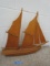 WOODEN MODEL SAILBOAT. SOUVENIR-GASPE