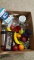 BOX LOT OF BAR ITEMS INCLUDING BREATHALYZER KEYCHAIN, AND PLASTIC FRUIT AND