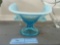 BLUE GLASS FROSTED EDGE BOWL WITH HANDLES