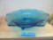 BLUE GLASS FOOTED CENTERPIECE BOWL