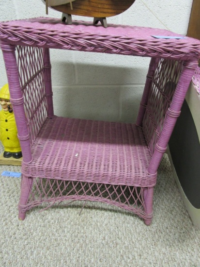 WICKER PAINTED END TABLE