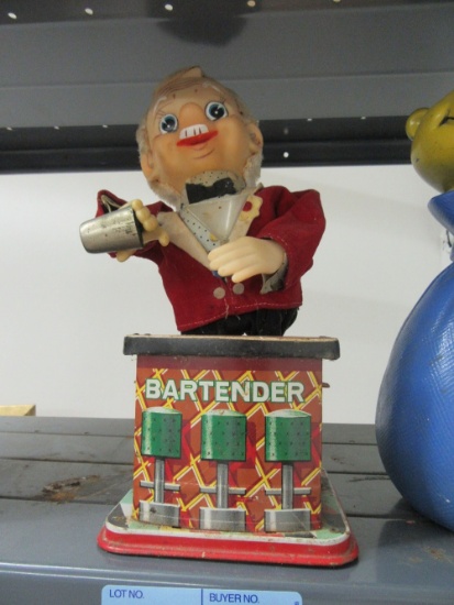 BATTERY OPERATED TIN BARTENDER TOY