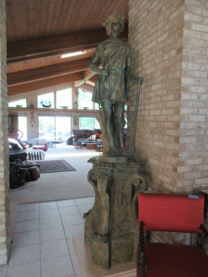 LIFE-SIZE FIGURE ON PEDESTAL. ONE OF THE FOUR SEASONS BY MATTHEW MOREAU. 9
