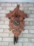 OWL & FOX CARVED CUCKOO CLOCK. MADE IN W. GERMANY