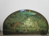 DEMILUNE WALL PLAQUE OF CAFAGIOLO VILLA REPRODUCTION OF A PAINTING BY ARCHI