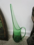 GREEN GLASS DECORATIVE PITCHER