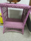 WICKER PAINTED END TABLE