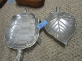 METAL TURTLE DISH & LEAF DISH