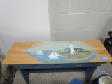 PAINTED BENCH WITH LIGHTHOUSE SCENE