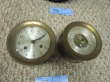 2 BRASS FRAMED CLOCK & BAROMETER BY SALEM SHIPS BELL