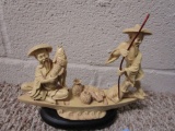 HEAVY CARVED ORIENTAL FISHING BOAT