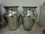 PAIR OF PAINTED GLASS VASES