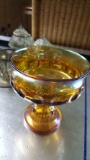 GOLD CARNIVAL GLASS COMPOTE