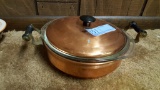 COPPER WITH HANDLED SERVING CASSEROLE