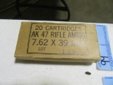 20 CARTRIDGES AK-47 RIFLE AMMO 7.62 X39MM. NO SHIPPING!!!