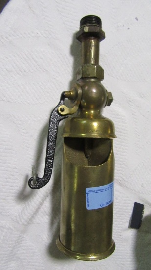 SMALL BRASS STEAM WHISTLE NUMBER 144 BY CROSBY STEAM GAGE AND VALVE COMPANY. 14" tall