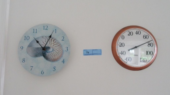 SEASHELL CLOCK AND SPRINGFIELD THERMOMETER