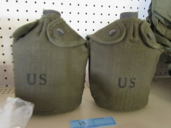 2 US CANTEENS WITH COVERS