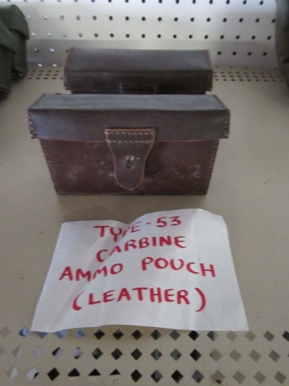 2 TYPE 53 CARBINE AMMO POUCHES, LEATHER