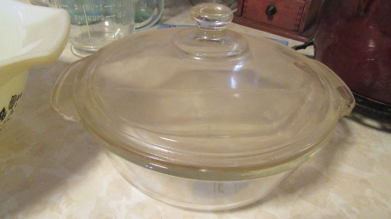 FIRE KING DIVIDED CASSEROLE DISH WITH LID