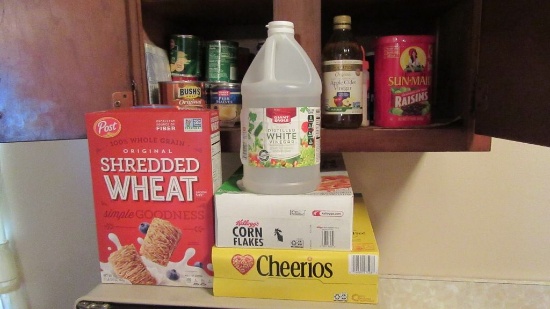 KITCHEN CUPBOARD OF ASSORTED CANNED FOOD PRODUCTS