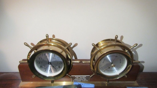 MUSKELLUNGE BAROMETER AND SETH THOMAS CLOCK