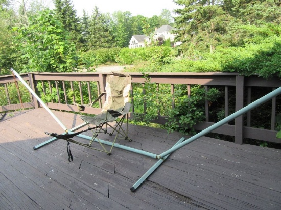 METAL HAMMOCK STAND AND OTHER FOLDABLE CHAIR. NO HAMMOCK