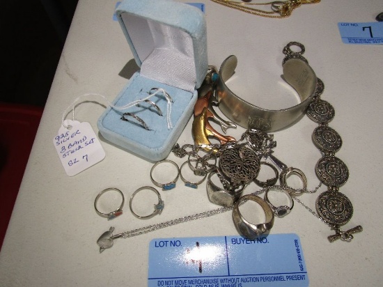 925 SILVER THREE BAND STACK SET SIZE 7. BRACELETS. RINGS AND ETC