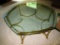 GLASS TOP BRASS BASE ROUND COFFEE TABLE