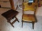 CHILD'S WOODEN CHAIR AND FOLDABLE WOODEN BENCH