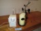 BATTERY OPERATED CANDLE AND DISPLAY. SMALL RADIO.
