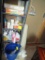 SHELF LOT OF CLEANING SUPPLIES AND PAPER PRODUCTS