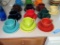 13 FIESTA CUPS AND SAUCERS PLUS ONE EXTRA SAUCER. ONE CHIP