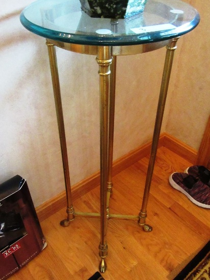 GLASS TOP BRASS PLANT STAND