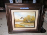OIL ON CANVAS OF DUCKS IN FLIGHT BY ELANT