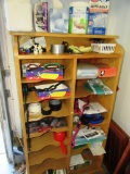 WOOD SHELVING WITH MISCELLANEOUS CONTENTS