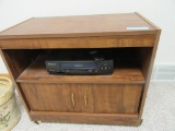 TV STAND WITH PANASONIC VHS PLAYER