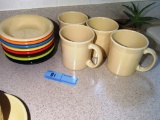 SET OF 4 FIESTA MUGS AND SAUCE DISHES